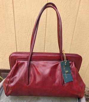 VTG Paolo Masi Burgundy Red Italian Leather Doctor Frame Bag Florence w/ Tags